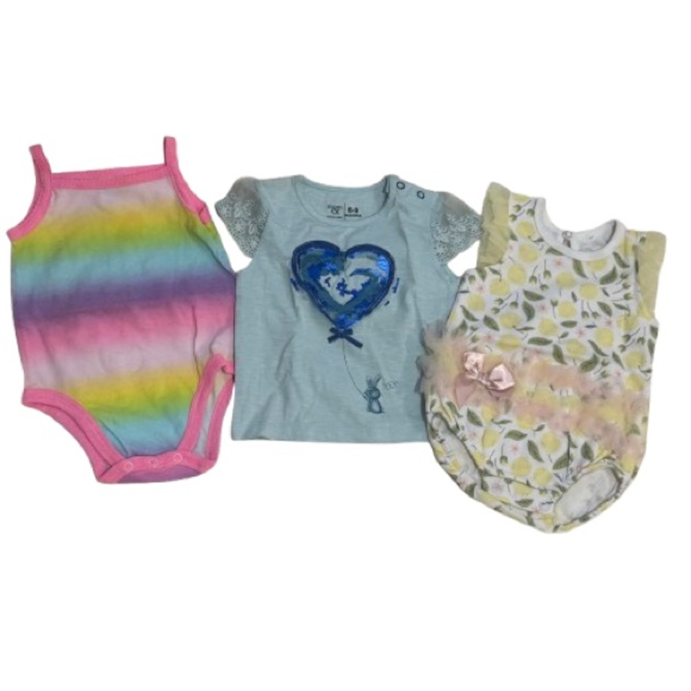Garanimals Pink and Blue One Pieces with Rainbow and Heart Designs - NEW